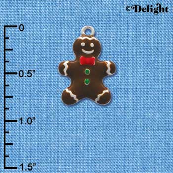 C2127 - Gingerbread Boy Silver Charm (6 charms per package)