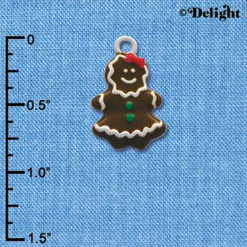 C2128 - Gingerbread Girl Silver Charm (6 charms per package)