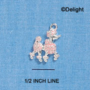 C2161* - Light Pink Poodle Silver Charm (Left & Right) (6 charms per package)