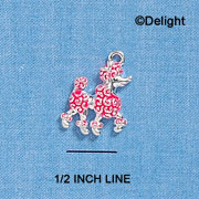 C2162* - Hot Pink Poodle Silver Charm (Left & Right) (6 charms per package)