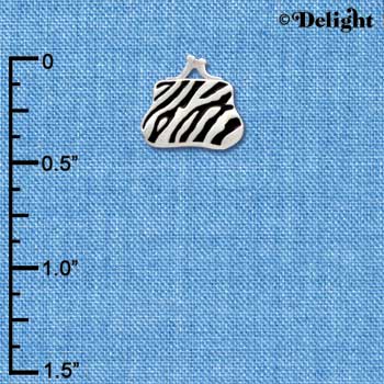 C2166 - Coin Purse Zebra Silver Charm (6 charms per package)