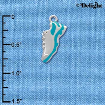 C2170* - Running Shoe Teal Silver Charm (Left & Right) (6 charms per package)