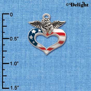 C2172 - Patriotic Angel Heart Silver Charm (6 charms per package)