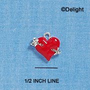 C2176 - Red Heart With Arrow Silver Charm (Left & Right) (6 charms per package)