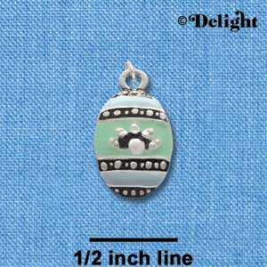 C2188 - Egg Teal & Blue Silver Charm (6 charms per package)