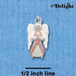 C2222 - Pink Ribbon Angel Charm (6 charms per package)