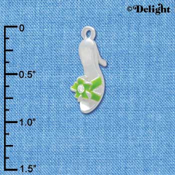 C2326+ - High Heel Sandal with Lime Green Flower Silver Charm (6 charms per package)