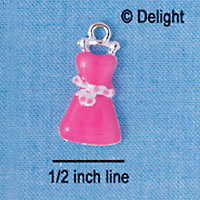 C2335 - Hot Pink Dress Silver Charm (6 charms per package)