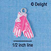 C2358 - Hot Pink Gloves Silver Charm (6 charms per package)