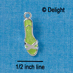 C2419+ - Lime Green High Heel Sandal - Silver Charm (6 charms per package)
