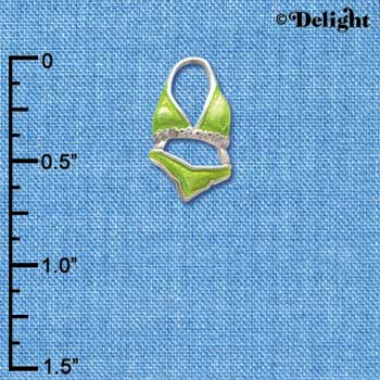 C2423 - Lime Green Bikini - Silver Charm (6 charms per package)