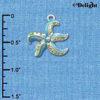 C2424 - Starfish - Blue - Silver Charm (6 charms per package)