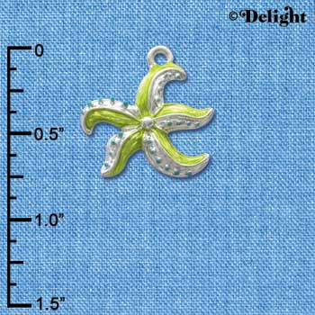 C2425 - Starfish - Green - Silver Charm (6 charms per package)
