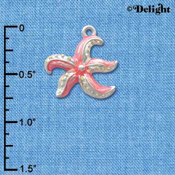 C2426 - Starfish - Hot Pink - Silver Charm (6 charms per package)