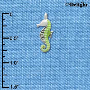C2428+ - Seahorse - Green - Silver Charm (6 charms per package)