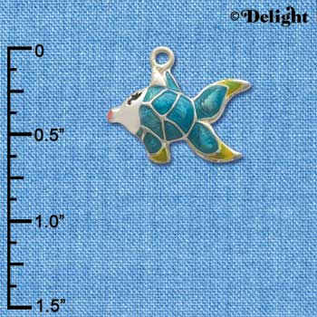 C2433* - Tropical Fish - Blue with Yellow Fins - Silver Charm (Left & Right) (6 charms per package)