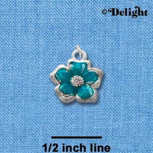 C2444 - Flower - Blue - Silver Charm (6 charms per package)
