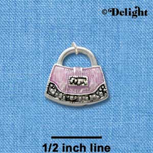 C2453 - Purple Purse with Faux Marcasite - Silver Charm (6 charms per package)