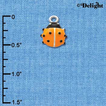 C2463 - Lady Bug - Hot Orange - Silver Charm (6 charms per package)