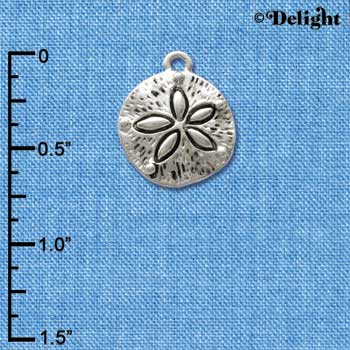 C2478 - Antiqued Sand Dollar - Silver Charm (6 charms per package)