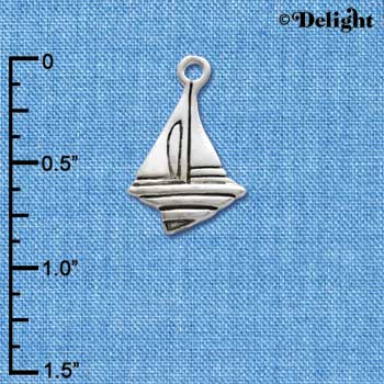 C2480+ - Antiqued Sailboat - Silver Charm (6 charms per package)
