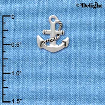 C2481+ - Antiqued Anchor - Silver Charm (6 charms per package)