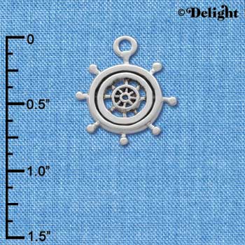 C2482 - Antiqued Ship Wheel - Silver Charm (6 charms per package)