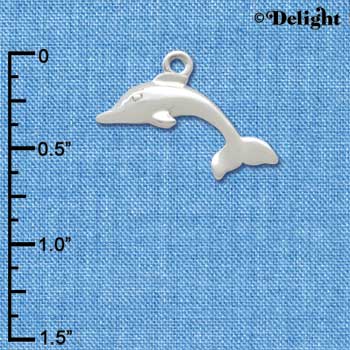 C2486+ - Antiqued Dolphin - Silver Charm (6 charms per package)