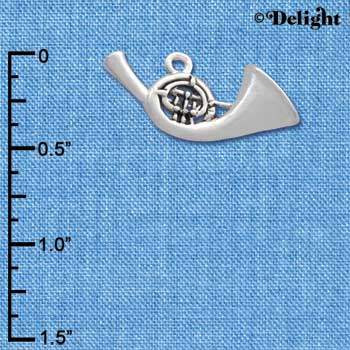 C2511 - French Horn - Silver Charm (6 charms per package)