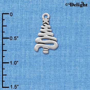 C2517+ - Christmas Tree - Zig Zag - Silver Charm (6 charms per package)