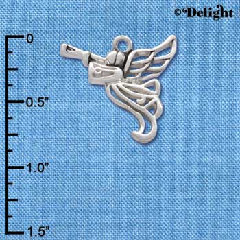 C2518* - Trumpter Angel - Silver - Silver Charm (Left & Right) (6 charms per package)