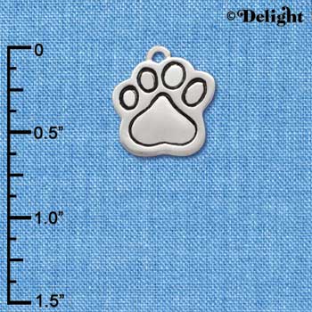 C2525 - Paw - large - Silver - Silver Charm (6 charms per package)