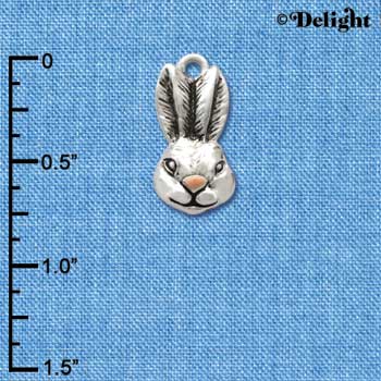 C2593 - Antiqued Bunny Head - Silver Charm ( 6 charms per package )
