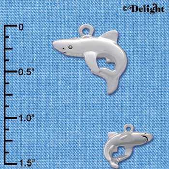 C2595+ - Shark - Silver Charm (3-D) ( 6 charms per package )