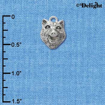 C2597 - Wolf Head - Silver Charm ( 6 charms per package )