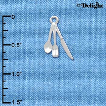 C2601+ - Fork, Knife and Spoon - Silver Charm ( 6 charms per package )