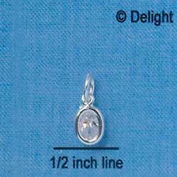 C2628 - CZ Oval Pendant - Crystal - 4x6mm - Silver Charm