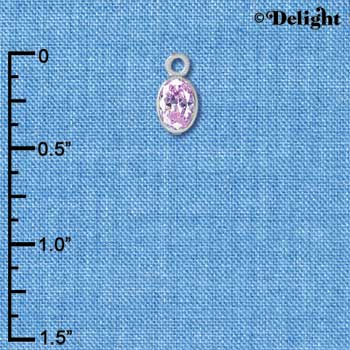 C2634 - CZ Oval Pendant - Amethyst - 4x6mm - Silver Charm