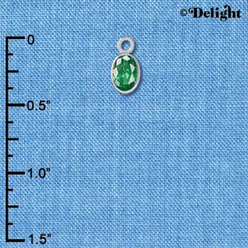 C2640 - CZ Oval Pendant - Emerald - 4x6mm - Silver Charm