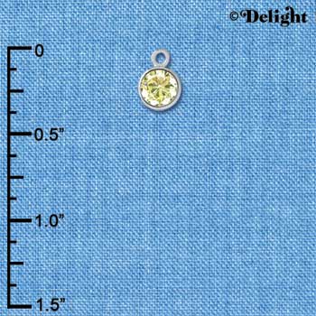 C2644 - CZ Round Pendant - Peridot - 4mm - Silver Charm