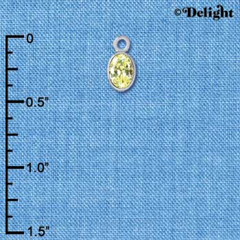 C2646 - CZ Round Pendant - Peridot - 4mm - Silver Charm