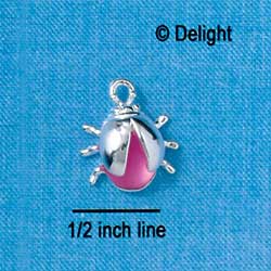 C2662 - Ladybug - Pink Acrylic - Silver Charm