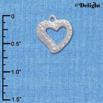 C2666* - Heart with Faux Stone Look (Left & Right) - Silver Charm