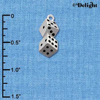 C2672+ - 3-D Pair of Dice - Silver Charm ( 6 charms per package )