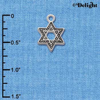 C2698 - Star of David - Beaded - Silver Charm