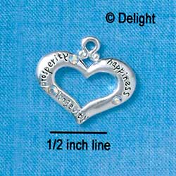 C2714 - Heart with 3 AB Crystals - Prosperity, Happiness, Longevity - Silver Charm