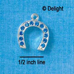 C2720 tlf - Horseshoe - Sapphire Swarovski Crystal - Im. Rhodium Charm (2 per package)