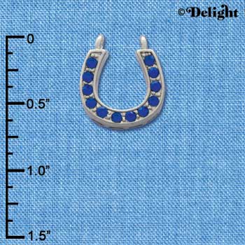 C2721 tlf - Horseshoe - Sapphire Swarovski Crystal - Im. Rhodium Pendant (2 per package)