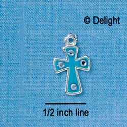 C2761 - Tropical Blue Cross with 4 Stones - Silver Charm