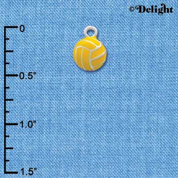 C2767 - Mini Enamel Water Polo Ball Charm - Silver Charm